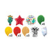 Fiesta cactus balloon bouquet product kit image showing a cactus-shaped foil balloon, a red star-shaped foil balloon, a round “Fiesta!” foil balloon, 6 green latex balloons, 3 yellow latex balloons, 3 red latex balloons, 3 gold latex balloons, a matching balloon weight, and a balloon transport bag.