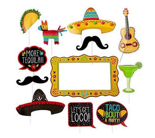 Fiesta Jumbo Photo Props Party Kit, | 12ct