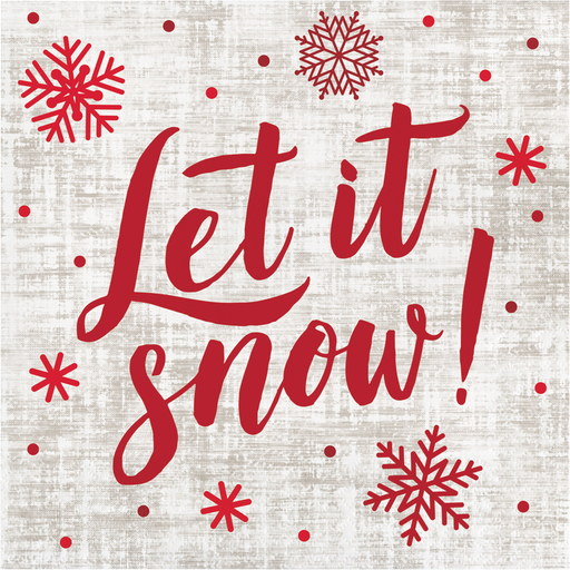 This set of Christmas Let It Snow Luncheon Napkins is perfect for any winter celebration. Featuring 16 napkins with eye-catching red snowflakes and a fun "Let It Snow" phrase, you'll be able to make any holiday gathering magical.
