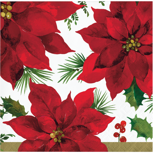 These Christmas Posh Poinsettia beverage napkins are the perfect way to elevate holiday entertaining. With 16 napkins included, they're a great choice for any gathering.