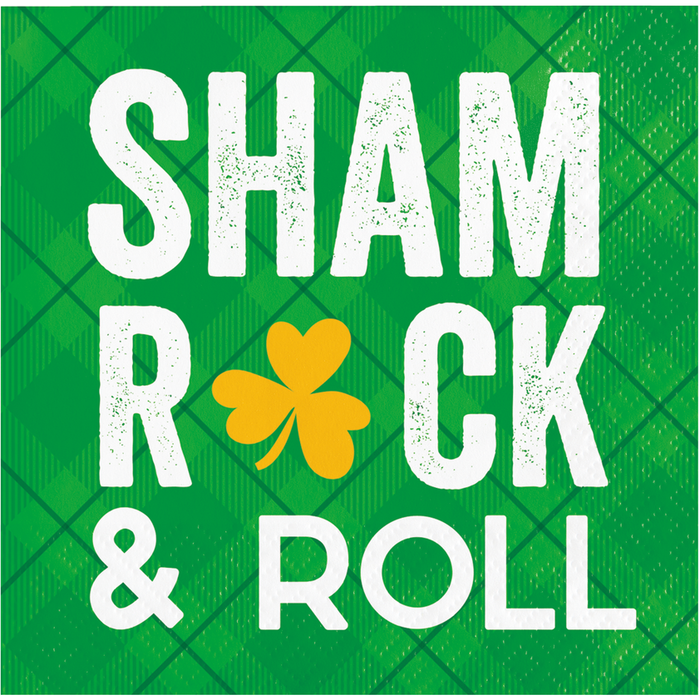 St. Patrick's Day Shamrock and Roll Beverage Napkins | 16 ct
