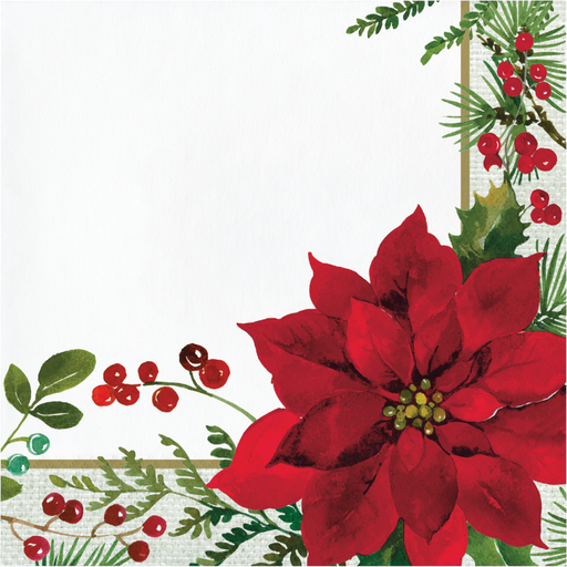 Our Christmas Posh Poinsettia Lunch Napkins are the perfect addition to your holiday spread. Packaged with 16 napkins per set, these festive paper napkins feature red poinsettias, adding a stylish and elegant touch to your table.