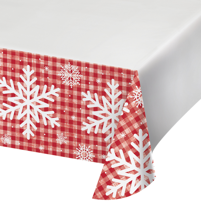 This festive Christmas Let It Snow Paper Tablecover adds a touch of wintery cheer to your holiday table. Measuring 52"x102", it fits most standard-sized tables and its one-count construction makes cleanup stress-free. Help your tables sparkle with Christmas spirit.