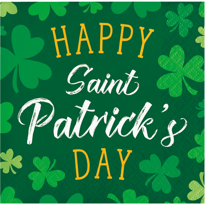 Saint Patrick's Day Shamrock and Roll Beverage Napkins | 16 ct