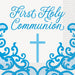 Lunch Napkins First Holy Communion Blue Fancy Cross - Party Supplies