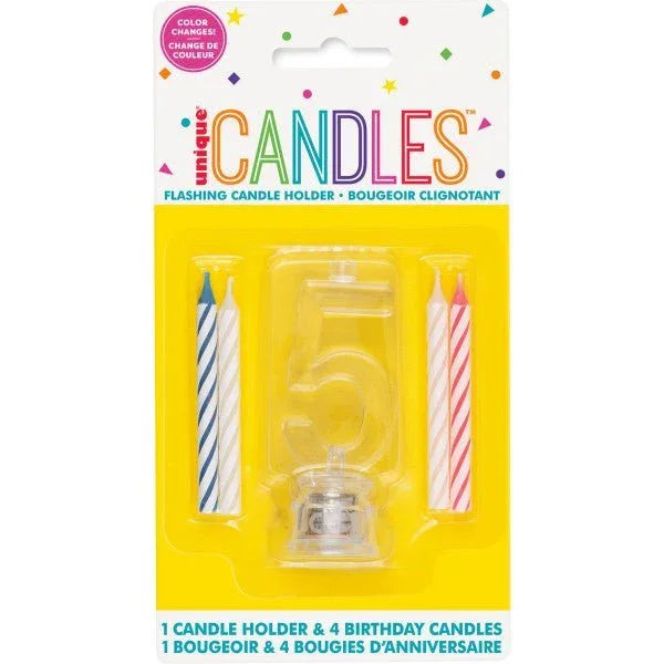 Flashing Candle Holder W/Birthday Candles 5 | 1ct - Zurchers