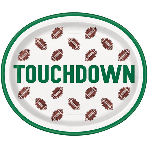 Football Touchdown Oval Plate 12in | 8ct