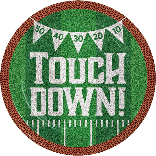 Football Tailgate Time Touch Down Paper Plates 9" | 8ct - Zurchers
