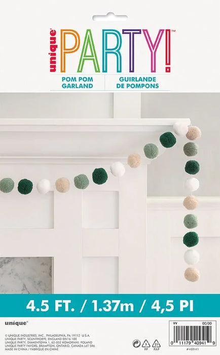 Fresh Greens Pom Pom Garland 4.5' | 1ct - Zurchers