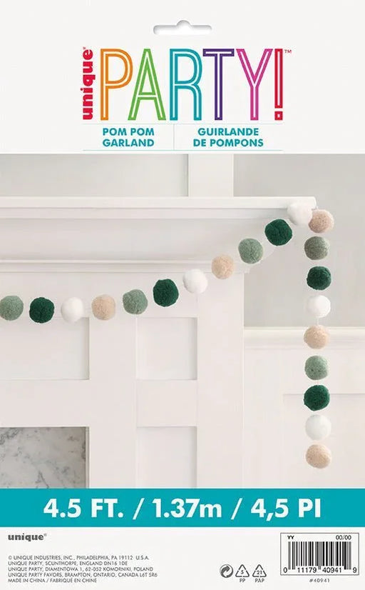 Fresh Greens Pom Pom Garland 4.5' | 1ct - Zurchers