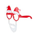  Funny Santa Glasses with Beard 6 inches wide.  Features red glasses without lenses that have santa hats over the eyes and a mustache and beard that hangs from the glasses over the mouth.