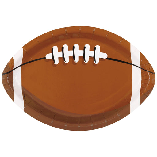 Game Face Football Shaped Plate 9in | 8ct
