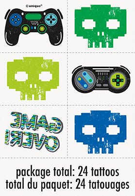 Gamer Birthday Temporary Tattoos | 24ct