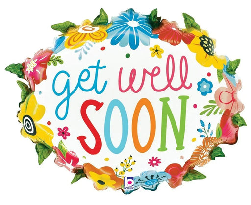 Get Well Soon Floral Wreath SuperShape Mylar Balloon 25" | 1ct - Zurchers
