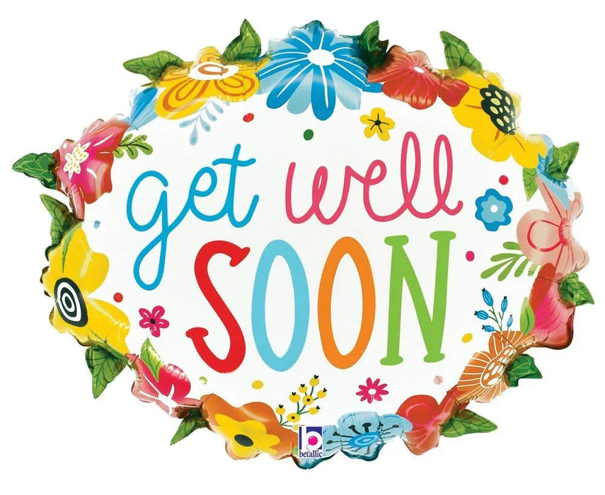 Get Well Soon Floral Wreath SuperShape Mylar Balloon 25" | 1ct - Zurchers