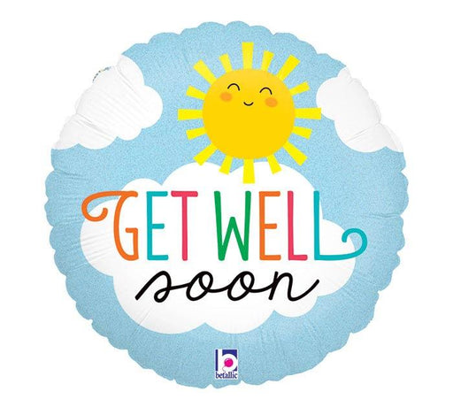 Get Well Soon Sun Glitter Holographic Mylar Balloon, 18" | 1 ct - Zurchers