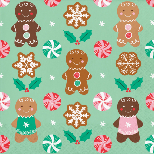 Gingerbread and Peppermint Napkin with Snowflakes | 1ct - Zurchers