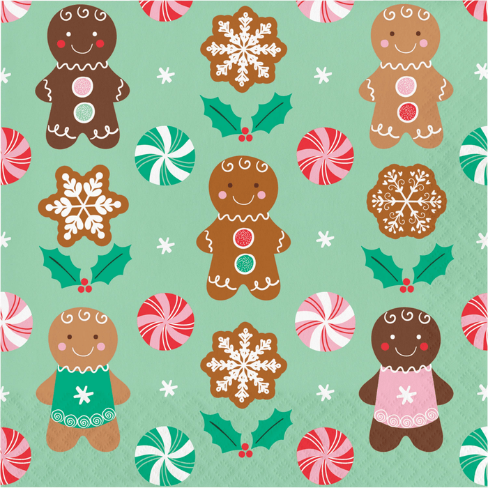 Gingerbread and Peppermint Napkin with Snowflakes | 1ct - Zurchers