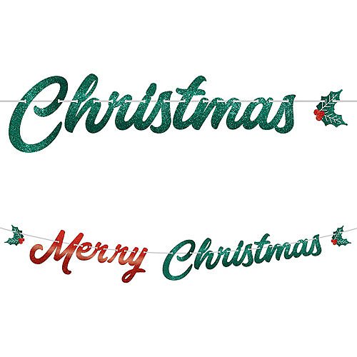 Glitter Merry Christmas Letter Banner 12ft | 1ct - Zurchers