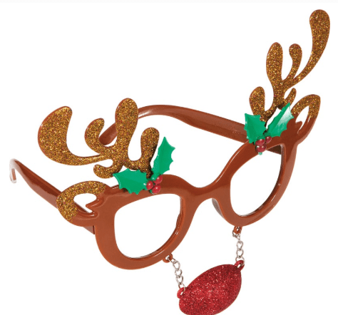 Glitter Reindeer Antler Glasses with Red Nose | 1ct - Zurchers