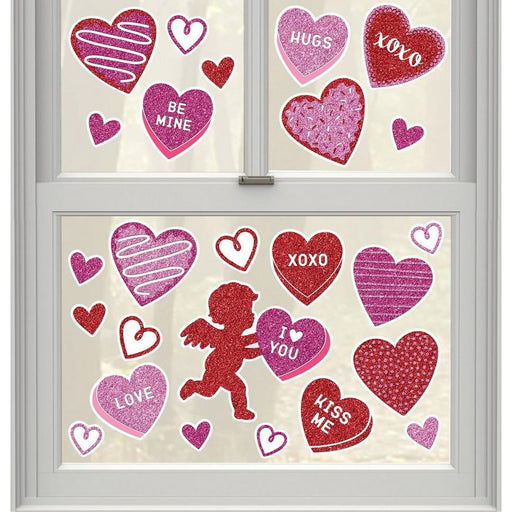 Glitter Valentine's Day Vinyl Cling Decals | 25pc - Zurchers
