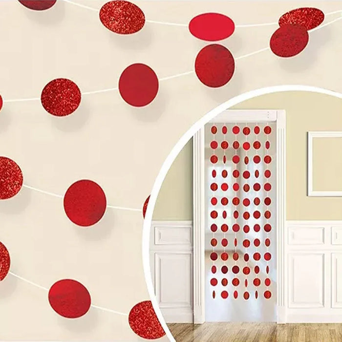 Glitter Bright Red Polka Dot String Decorations | 6ct - Zurchers
