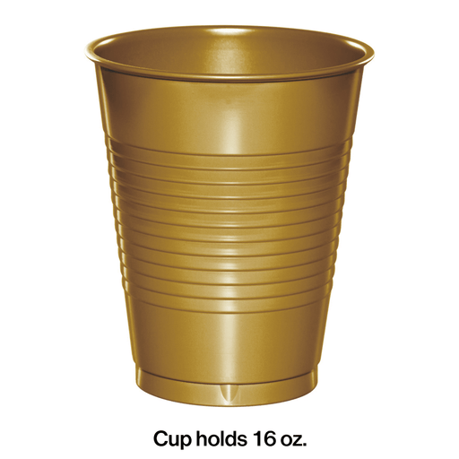 Glittering Gold Premium Plastic Cups 16oz | 20ct