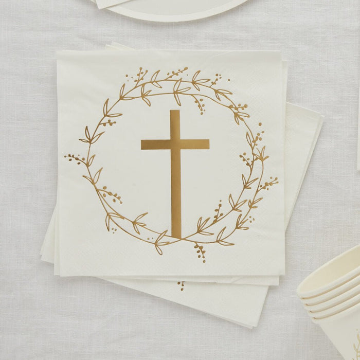Gold Cross Paper Napkins | 16ct - Zurchers