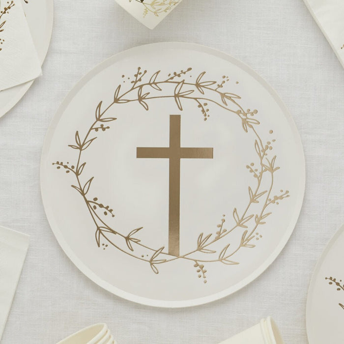 Gold Cross Paper Plates | 8ct - Zurchers