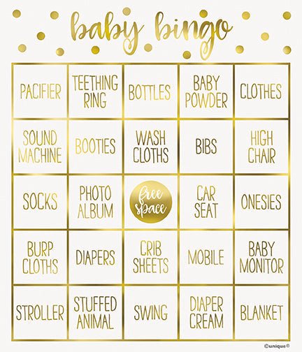 Gold Foil Baby Shower Bingo | 8ct
