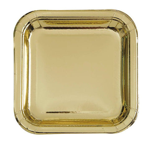 Gold Foil Square Plate 7in | 8ct