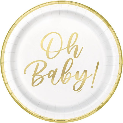 Gold "Oh Baby" Plates 9in | 8ct