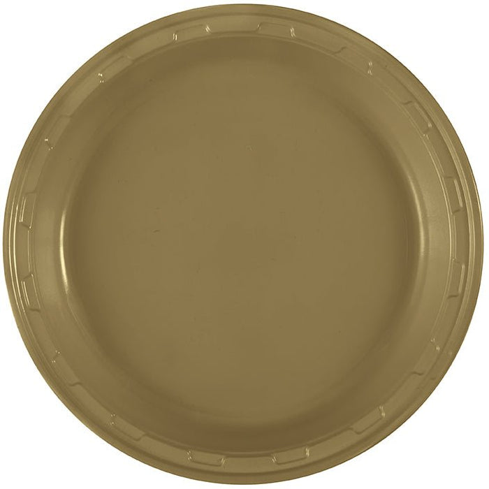 50ct 10in Plastic Plate Gold - Party Supplies