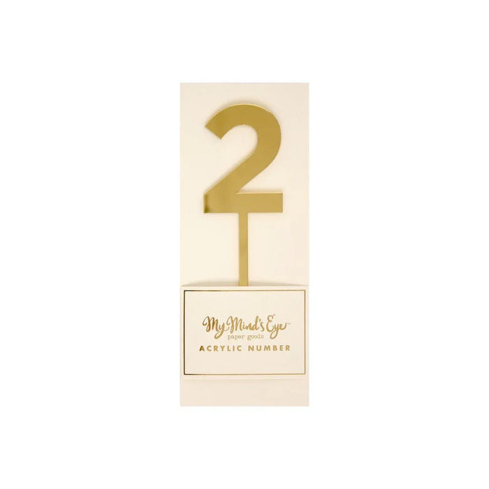Gold Acrylic Number Cake Topper Party Pick No. 2 - Zurchers