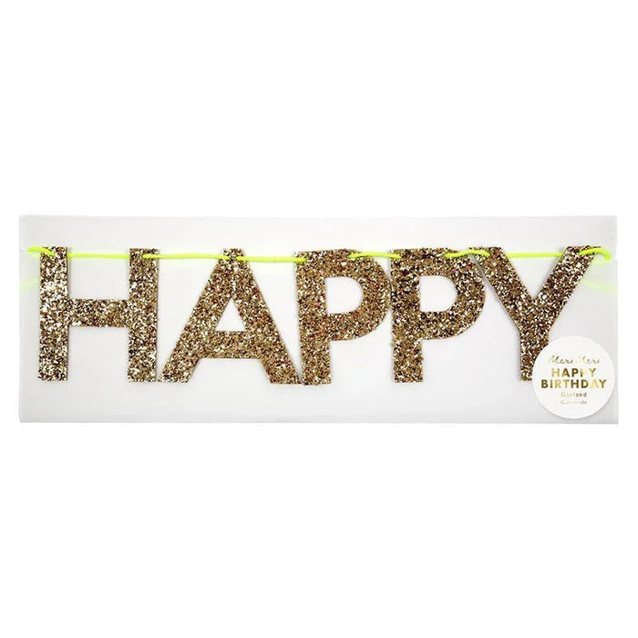 Gold Glitter Happy Birthday Garland - Zurchers