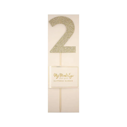 Gold Glitter Number Cake Topper Party Pick No. 2 - Zurchers
