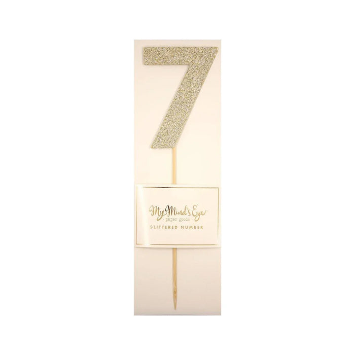 Gold Glitter Number Cake Topper Party Pick No. 7 - Zurchers