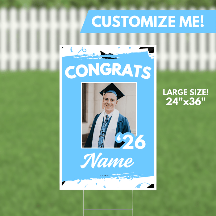Grad In Color Congrats Custom Image & Name Yard Sign 24"x36" | 1ct - Zurchers