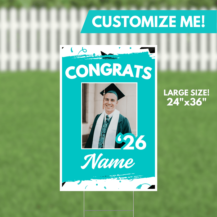 Grad In Color Congrats Custom Image & Name Yard Sign 24"x36" | 1ct - Zurchers