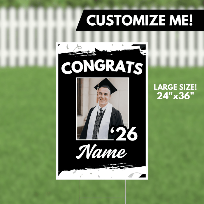 Grad In Color Congrats Custom Image & Name Yard Sign 24"x36" | 1ct - Zurchers