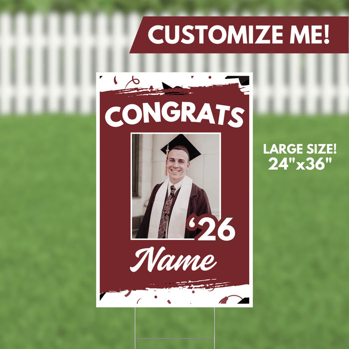 Grad In Color Congrats Custom Image & Name Yard Sign 24"x36" | 1ct - Zurchers