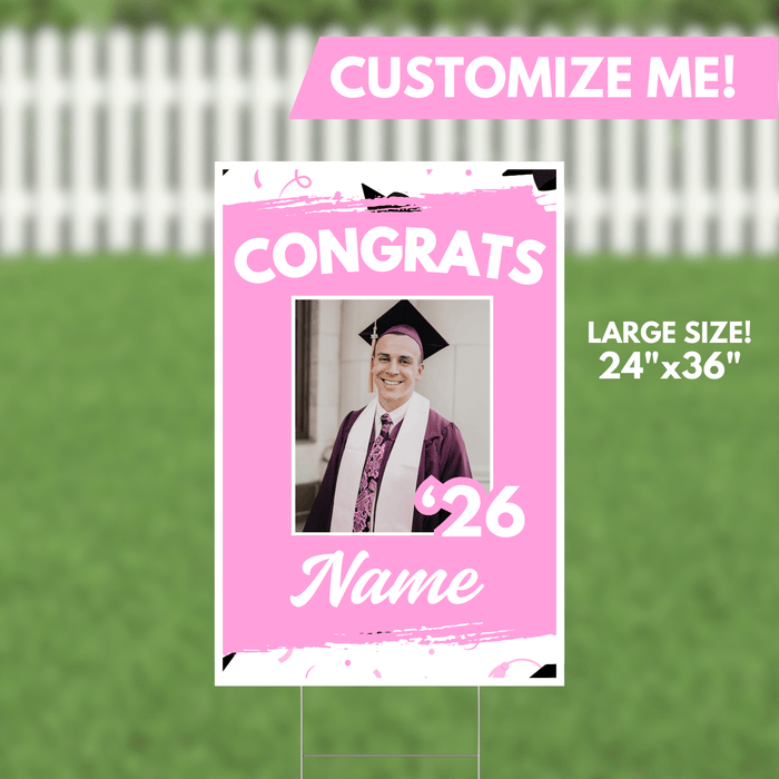 Grad In Color Congrats Custom Image & Name Yard Sign 24"x36" | 1ct - Zurchers