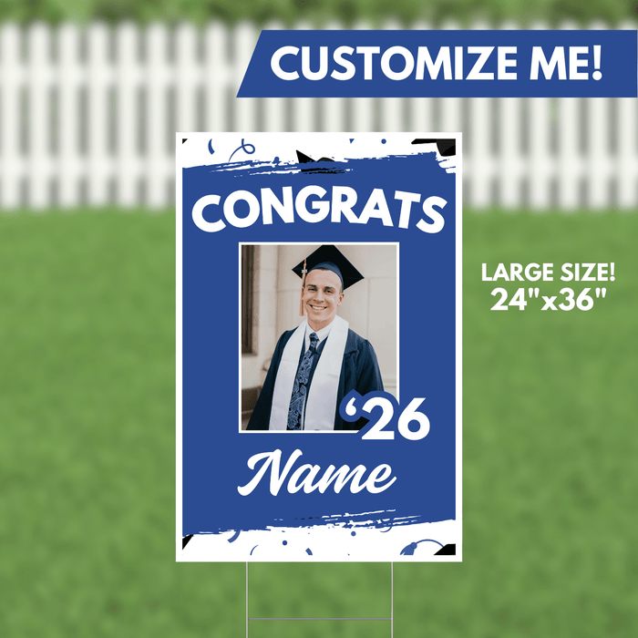 Grad In Color Congrats Custom Image & Name Yard Sign 24"x36" | 1ct - Zurchers