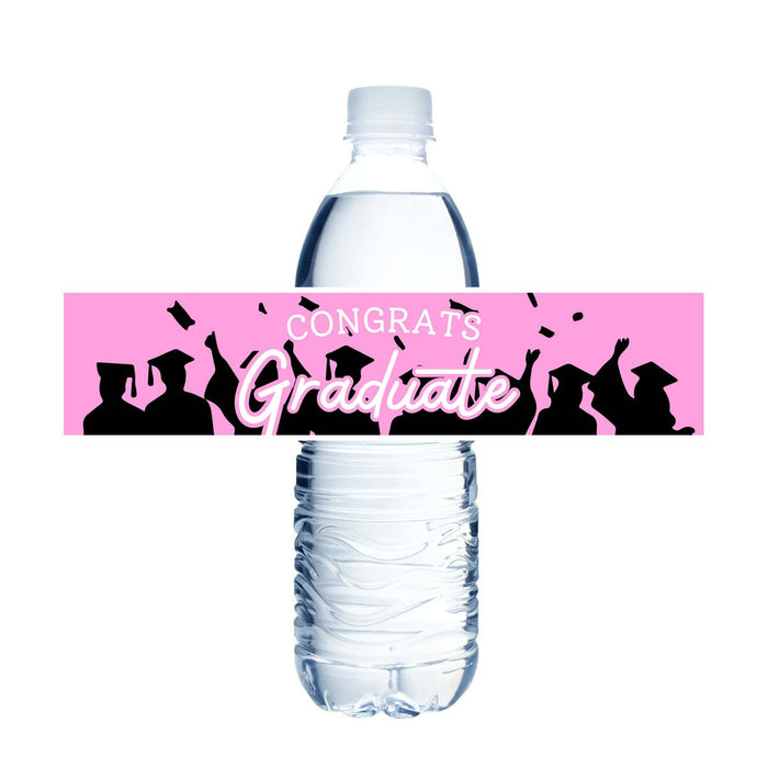 Graduation Congrats Grad Water Bottle Labels | 12 ct Blue