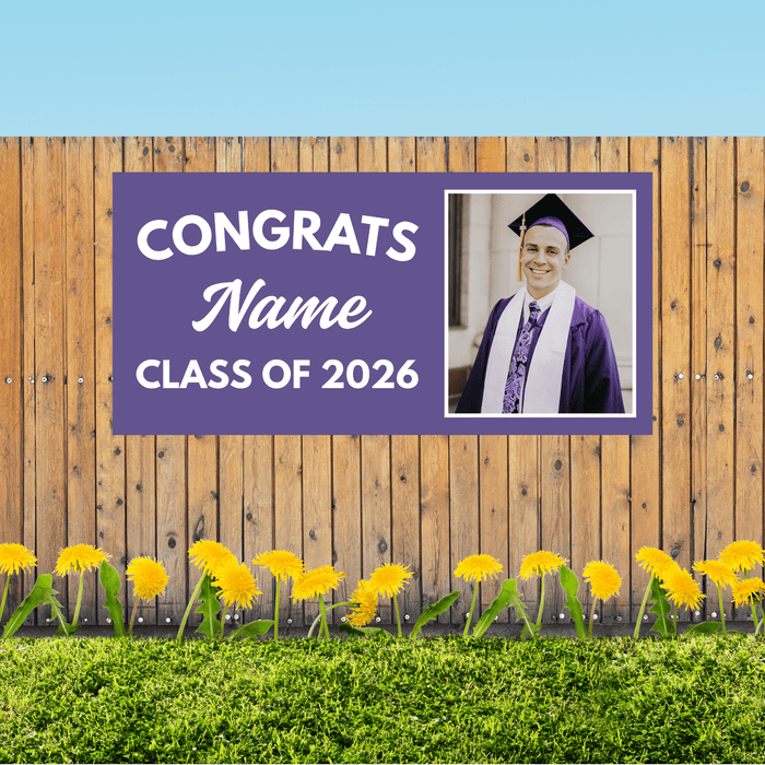 Grad in Color Custom Congrats Banner Name and Photo 2'x4' | 1ct - Zurchers