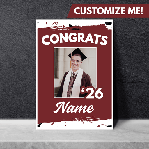 Grad In Color Gongrats Custom Foam Sign Name and Photo 24"x36" | 1ct