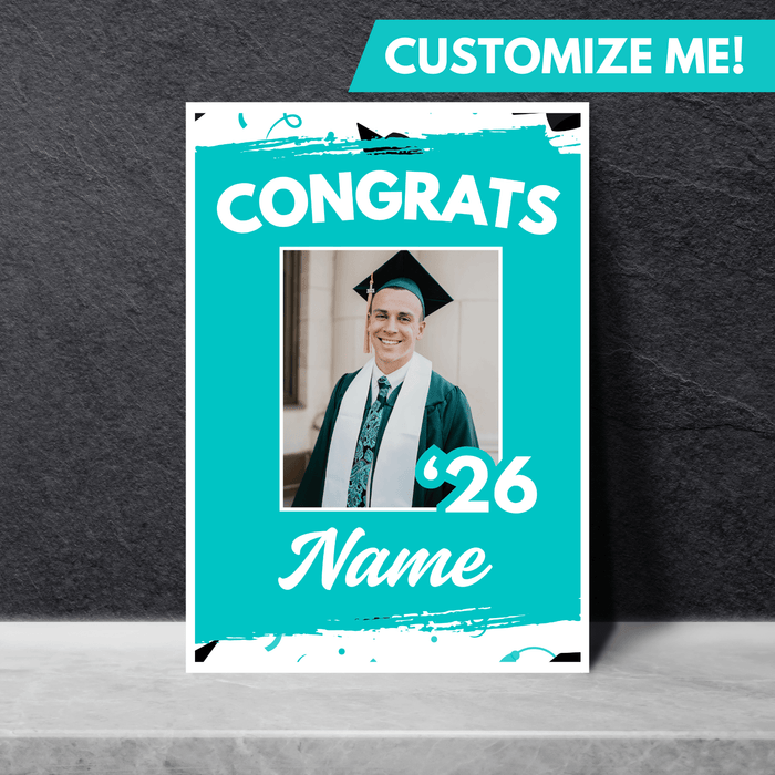 Grad In Color Gongrats Custom Foam Sign Name and Photo 24"x36" | 1ct - Zurchers