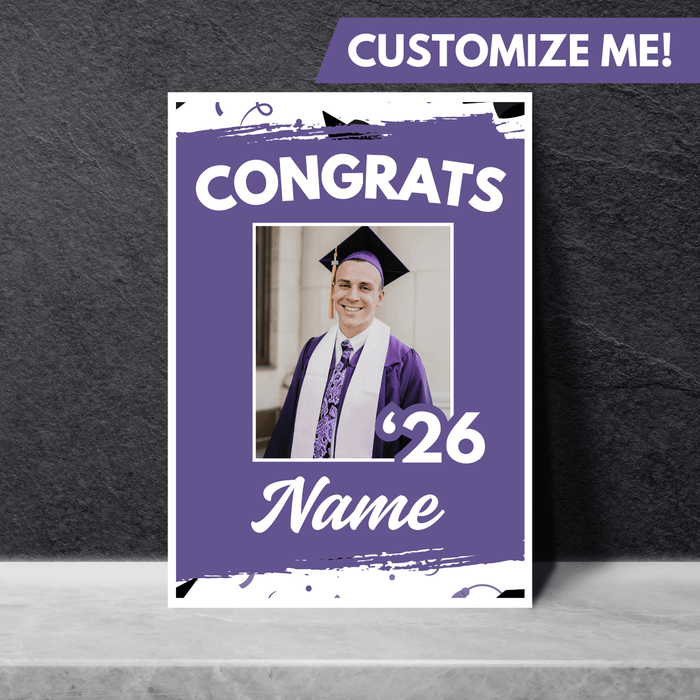 Grad In Color Gongrats Custom Foam Sign Name and Photo 24"x36" | 1ct - Zurchers