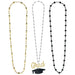 Graduation Black, Silver & Gold Layered Beaded Necklaces 20" | 3pcs