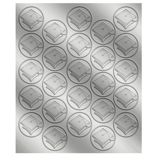 Graduation Cap Sticker Silver Seals | 50ct